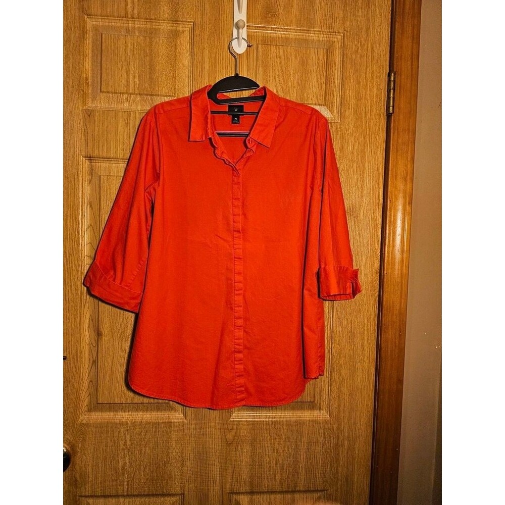 Worthington Women's XL Red Button-Up 3/4 Sleeve Blouse